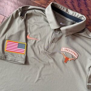Nike Men Polo Green Texas Longhorns Military Appreciation Tour Performance Med